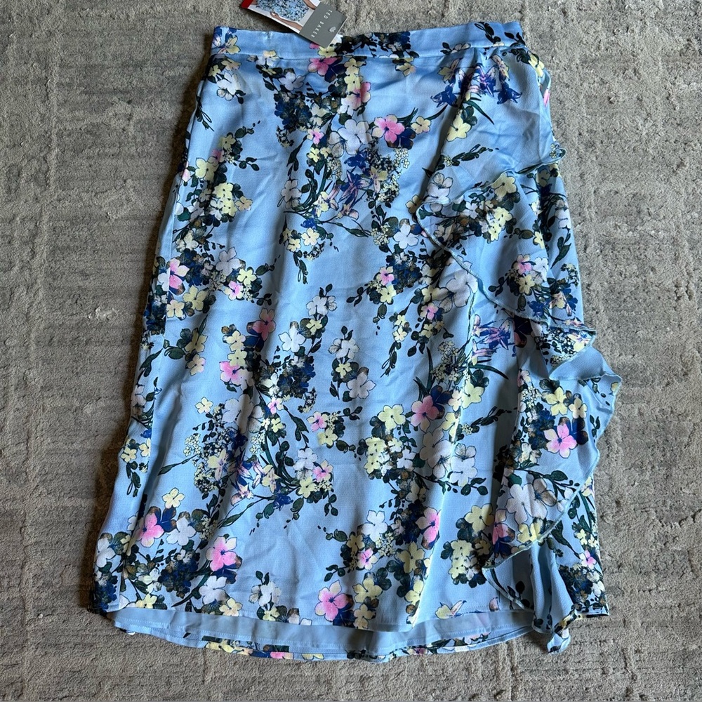 Ted Baker Women's Ruffle Floral Elastic Waistband Skirt Size Medium - Picture 2 of 7